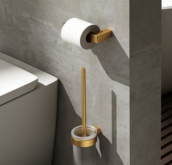 Pirenei Wall Mounted Toilet Brush - Brushed Gold